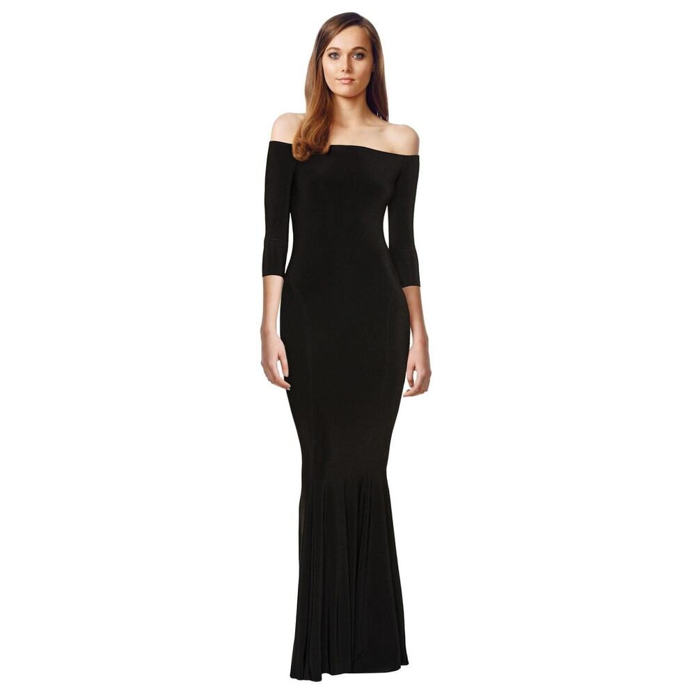 Norma Kamali Off Shoulder Fishtail Gown Maxi Black - S - Picture 4 of 6